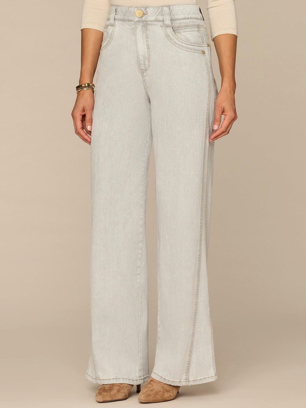 Democracy Absolution Skyrise Wide Leg Light Gray Jeans Size 12 NWT
